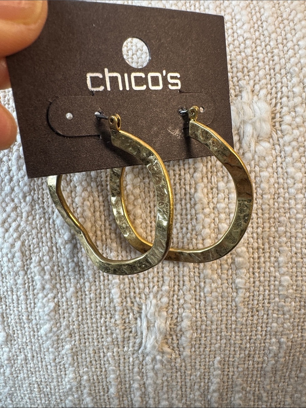 0229-Chico's Texturedβ Gold Hoop Earrings